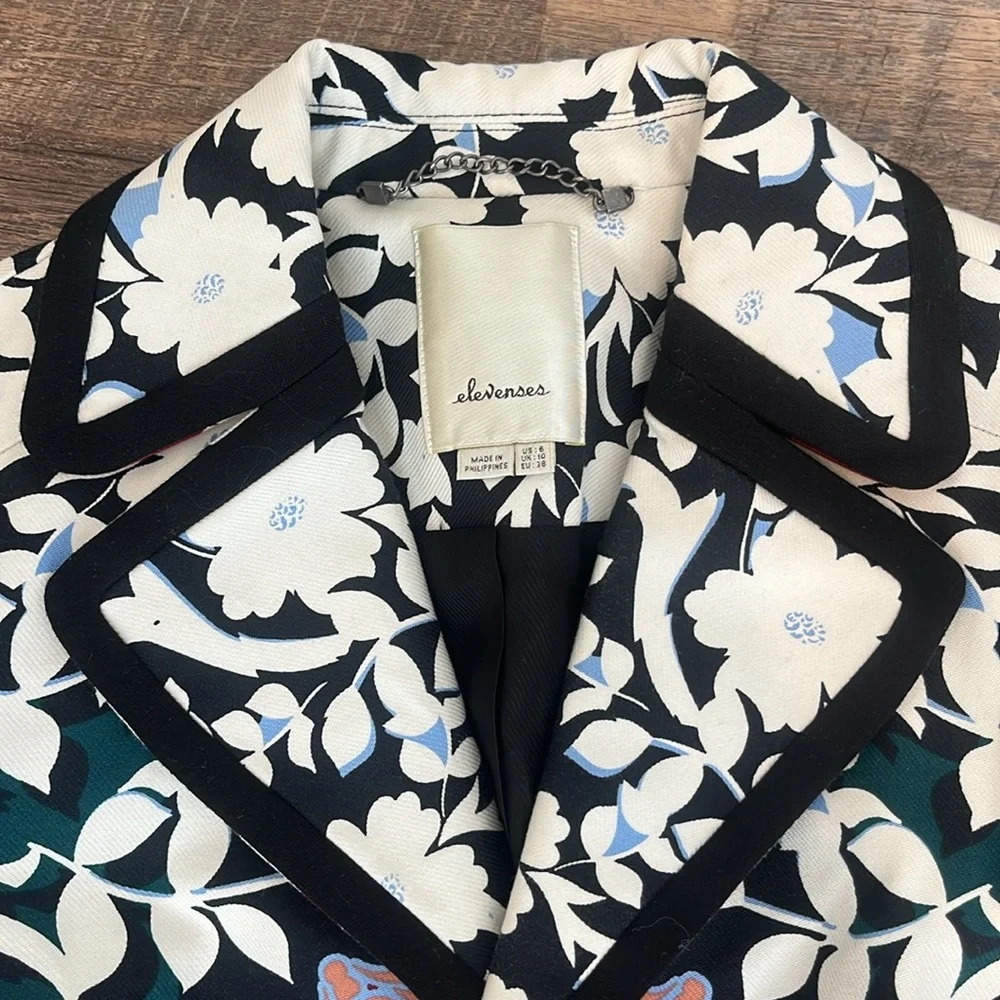 Elevenses Blue and Red Blazer Elegant Style - Picture 2 of 10